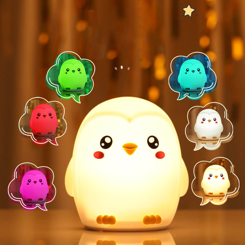 MeWaii® Squishy Silicone Colorful Penguins LED Night Light - Perfect Gift for Kids and Girls