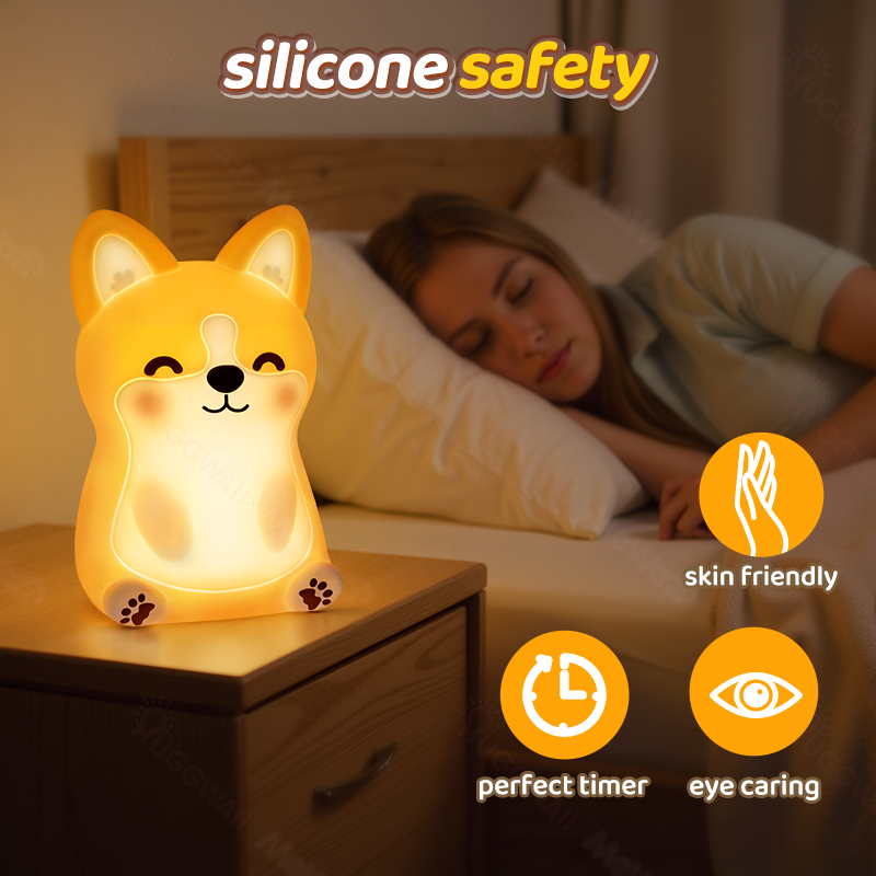 MeWaii® Corgi Puppy Adorable Squishy Silicone  LED Night Light - Perfect Gift for Kids and Girls