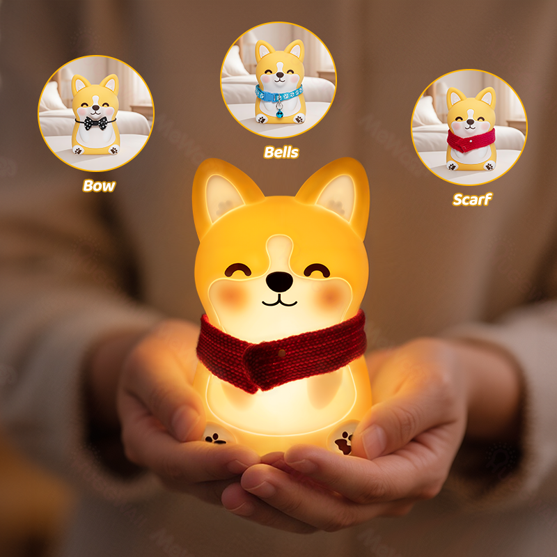 MeWaii® Corgi Puppy Adorable Squishy Silicone  LED Night Light - Perfect Gift for Kids and Girls