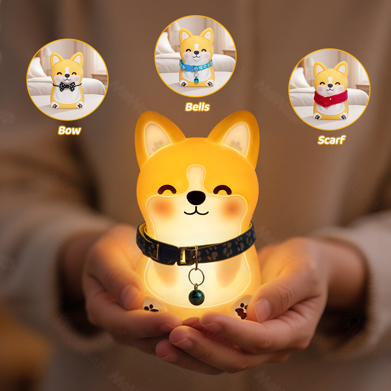 MeWaii® Corgi Puppy Adorable Squishy Silicone  LED Night Light - Perfect Gift for Kids and Girls