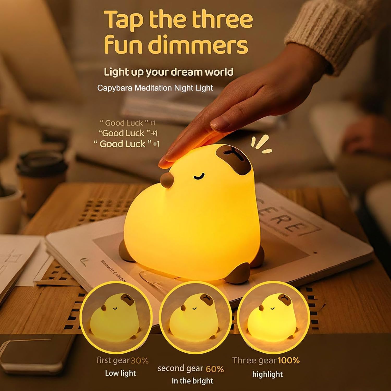 Squishy Silicone Yoga Capybara LED Night Light - Perfect Gift for Kids and Girls