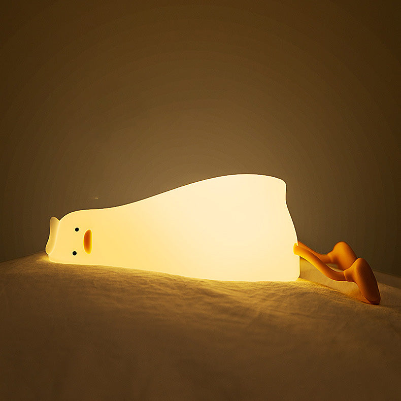 MeWaii® Squishy Silicone Lazy Duck LED Night Light - Perfect Gift for Kids and Girls