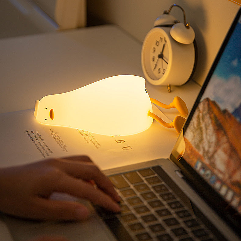 MeWaii® Squishy Silicone Lazy Duck LED Night Light - Perfect Gift for Kids and Girls