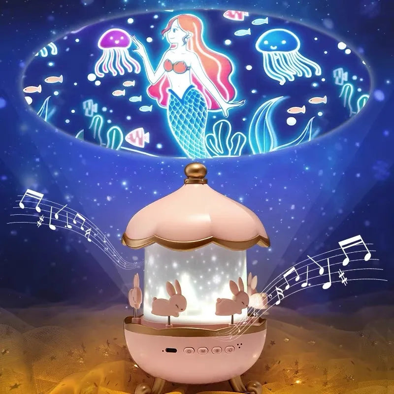 Kids Night Light Projector 21 Films & Bluetooth Music Player Rechargeable Nightlights Bedroom Decor Birthday Gift Star Projector