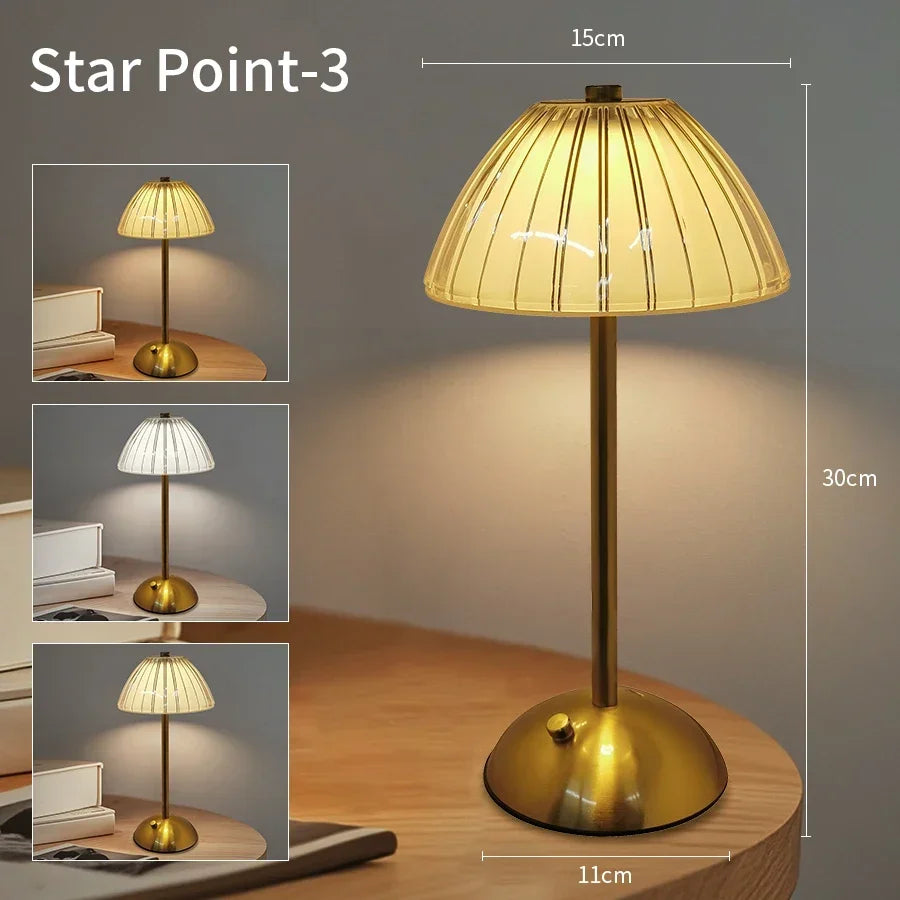 Rechargeable Touch Night Light 3 Colors Dimmable Artificial Crystal Lamp Portable Table Lamp for Bedroom Living Room Restaurant