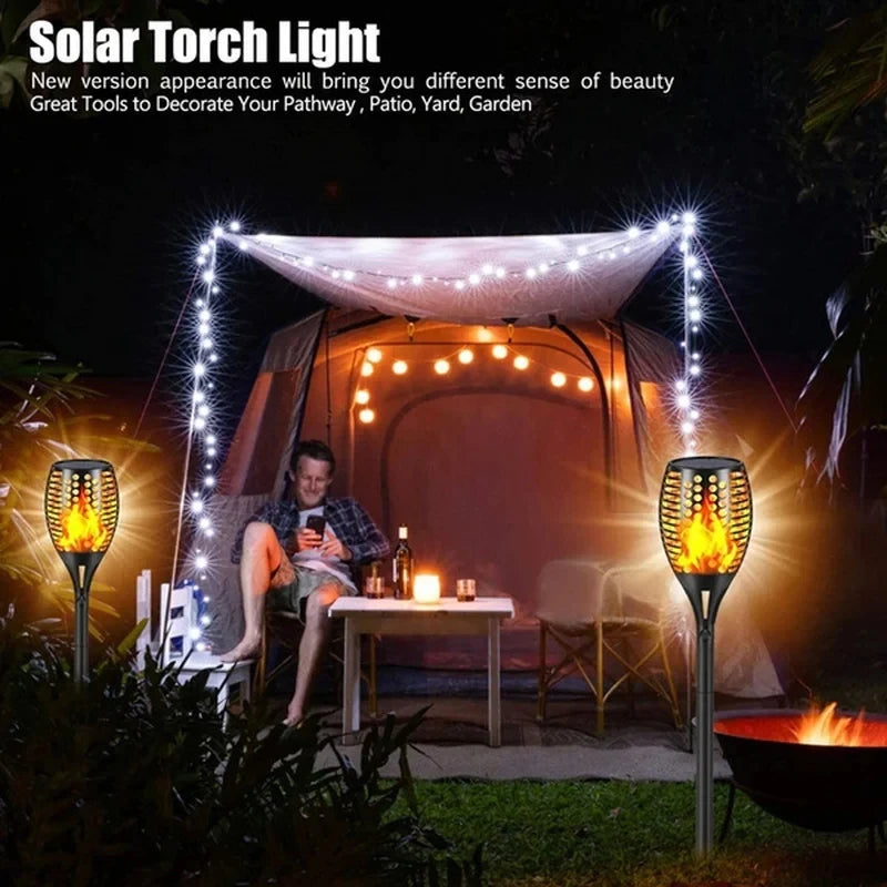 12/33/96 LED Solar Torch Light Lawn Garden Plug in Light Outdoor Courtyard Waterproof Induction Decoration Landscape Flame Light