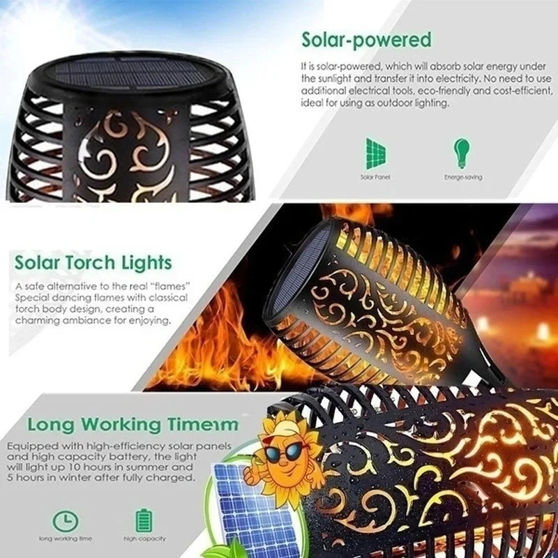 12/33/96 LED Solar Torch Light Lawn Garden Plug in Light Outdoor Courtyard Waterproof Induction Decoration Landscape Flame Light