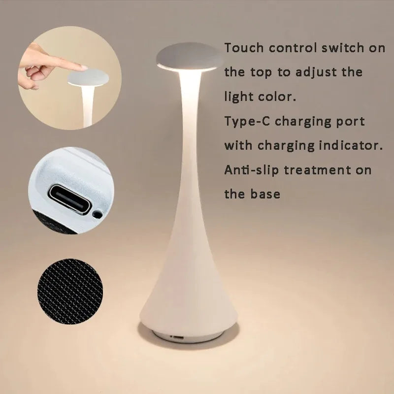 Rechargeable Mushroom Touch Table Lamp usb