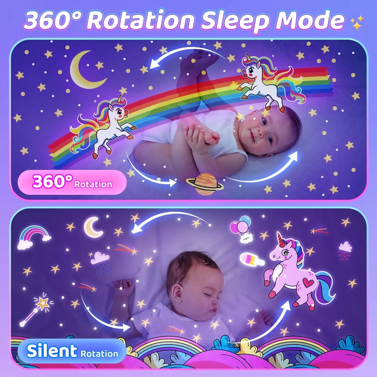 Kids Night Light Projector 21 Films & Bluetooth Music Player Rechargeable Nightlights Bedroom Decor Birthday Gift Star Projector