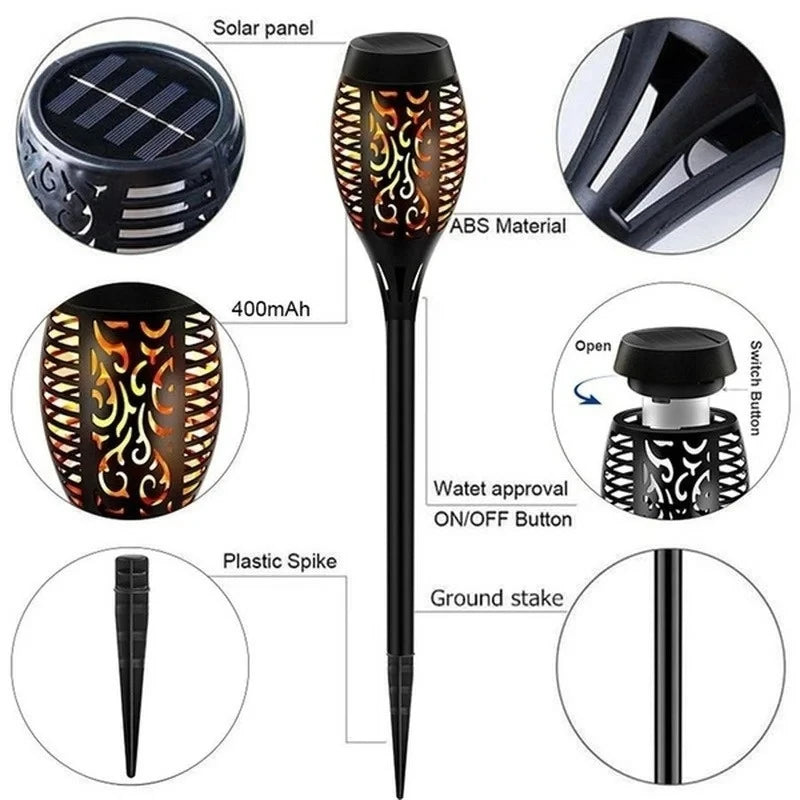 12/33/96 LED Solar Torch Light Lawn Garden Plug in Light Outdoor Courtyard Waterproof Induction Decoration Landscape Flame Light
