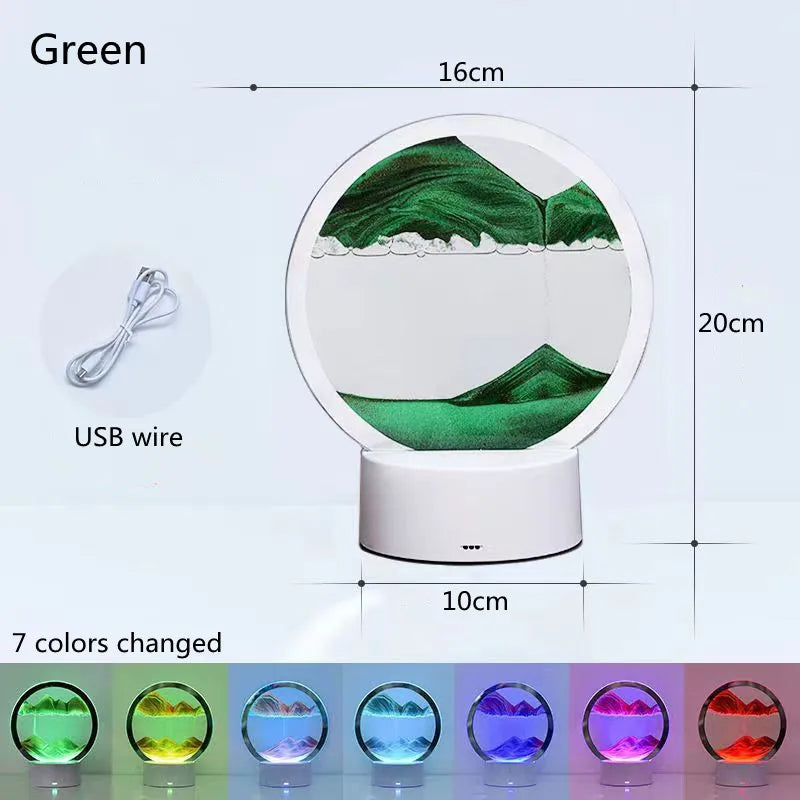 Quicksand Table Lamp, internet red hourglass decompression ornament 3D three-dimensional sand painting water painting colorful R