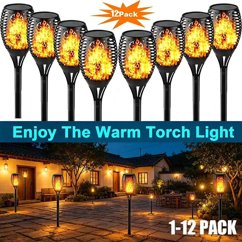 12/33/96 LED Solar Torch Light Lawn Garden Plug in Light Outdoor Courtyard Waterproof Induction Decoration Landscape Flame Light