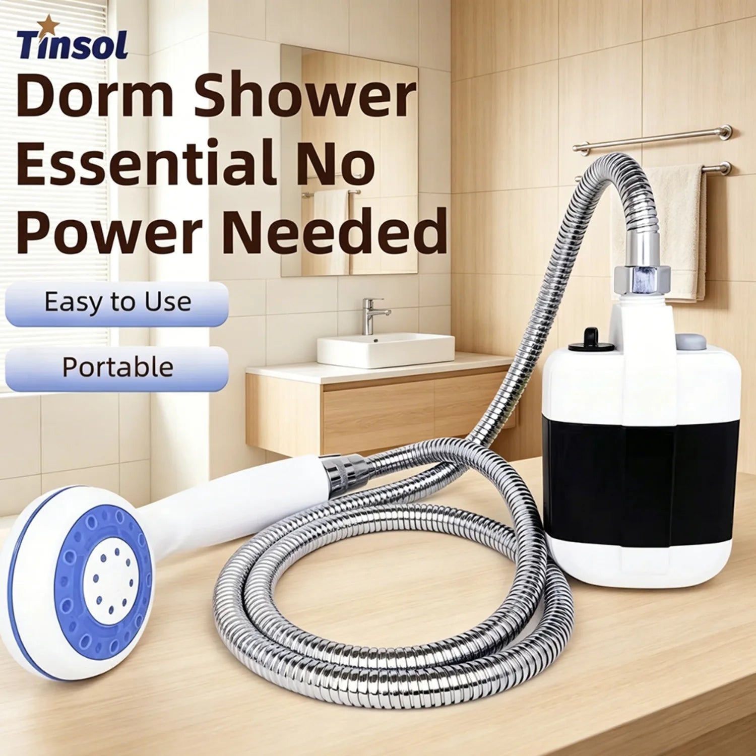 TINSOL 2026 Portable Camping Shower Outdoor USB Rechargeable Electric Shower Pump for Camping Car Washing Gardening Pet Cleaning
