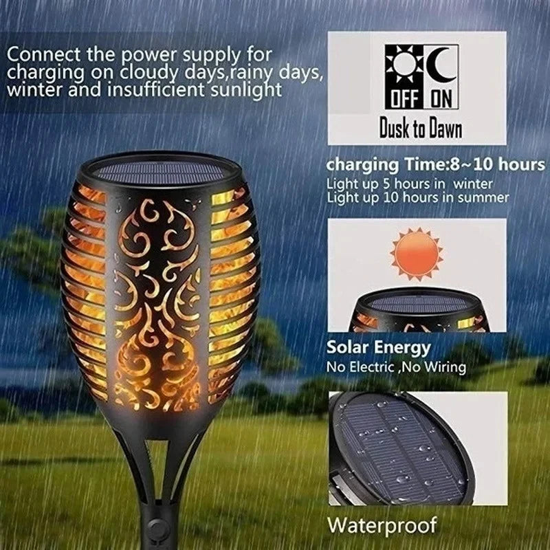 12/33/96 LED Solar Torch Light Lawn Garden Plug in Light Outdoor Courtyard Waterproof Induction Decoration Landscape Flame Light