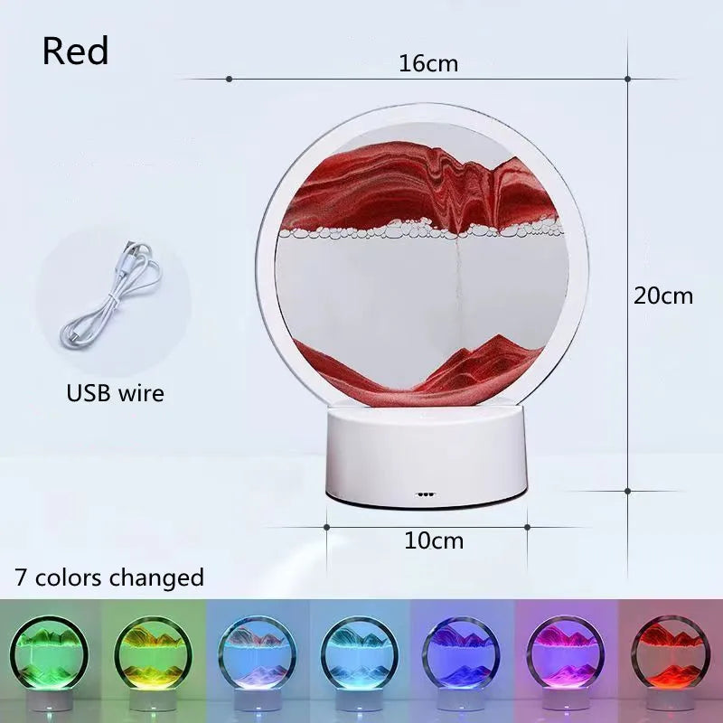 Quicksand Table Lamp, internet red hourglass decompression ornament 3D three-dimensional sand painting water painting colorful R